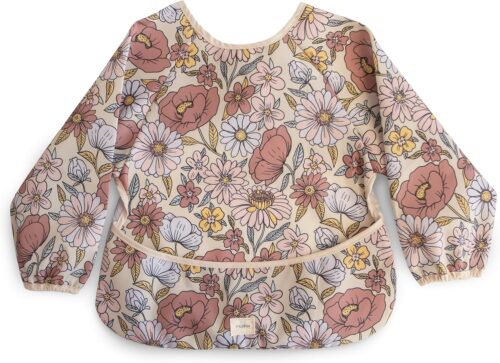 mushie Long Sleeve Baby Bib | Mess Free & Waterproof Fabric for Toddlers | Adjustable Fit for Ages 6-24 Months