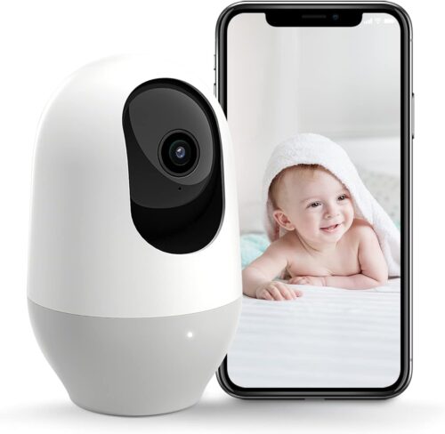 nooie Baby Monitor WiFi Smartphone 2K Baby Monitor with Night Vision Baby Camera Indoor, 360-degree Motion Tracking, Works with Alexa, Two-Way Audio, Motion & Sound Detection,SD Card or Cloud