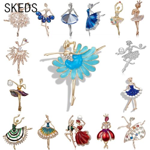 SKEDS Exquisite Crystal Ballet Dancer Brooches Jewelry Pins For Lady Elegant Women’s Brooch Pin Decorative Suit Clothing Badges