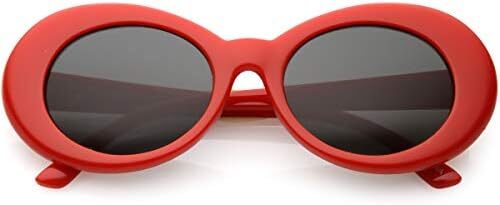 zeroUV – Clout Goggles Glasses Oval Sunglasses with Retro Bold Mod Thick Framed Round Lens 51mm